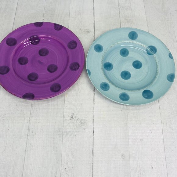 Bella Ceramica PASIS Various Pastels Colors Dots Design Salad Lunch Plates Set 4 - Picture 3 of 11